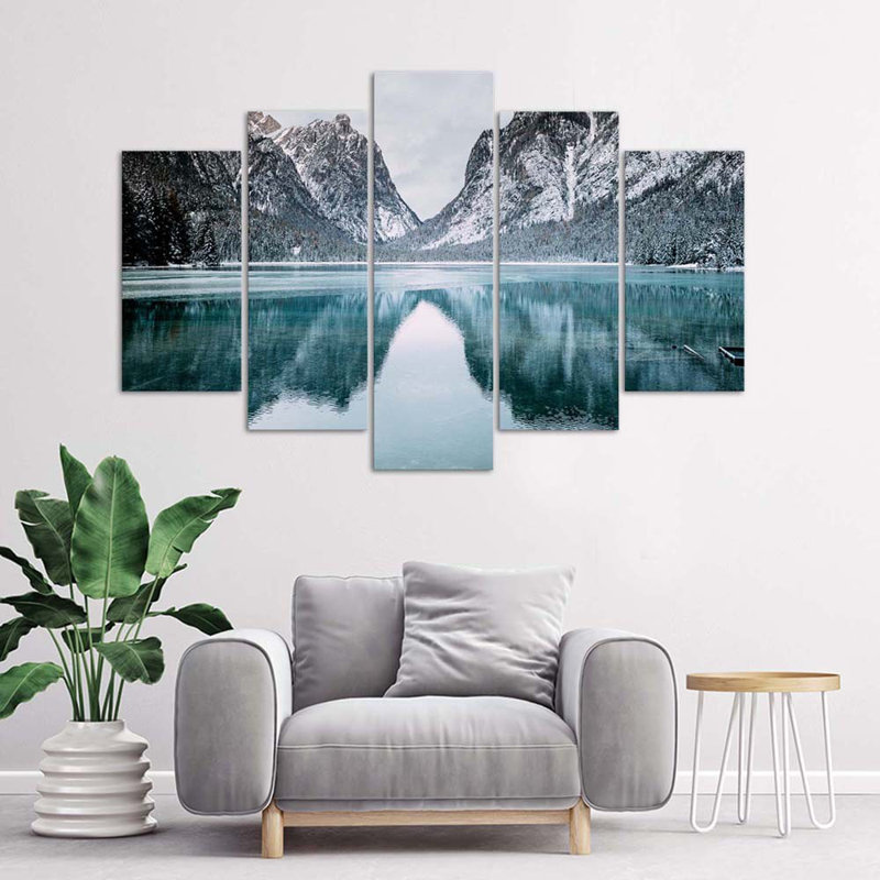 Mountain Landscape, Lake - 5 Piece Wrapped Canvas Print