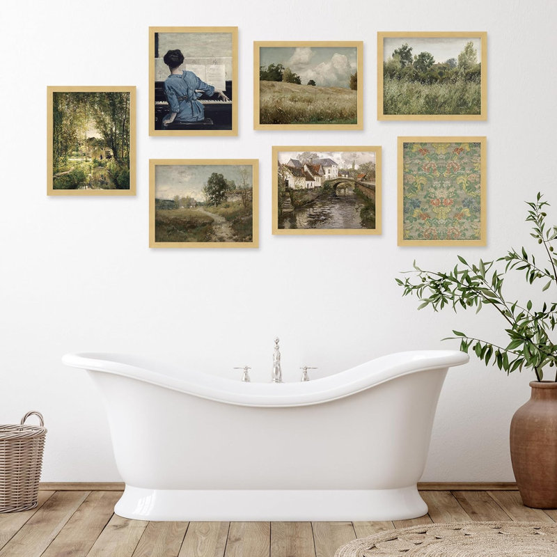 Paysage de campagne, impression botanique, nature sauvage, minimalisme, rustique et confortable, impression sur papier, 7 pièces
