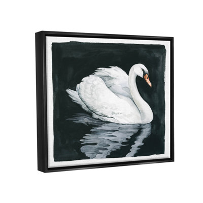 «Elegant Swan Reflection» par Grace Popp - peinture sur toile à cadre flottant
