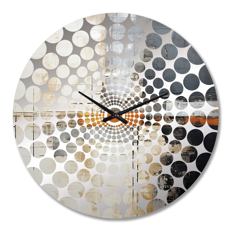 Horloge murale abstraite beige et gris route I - Collages abstraits, Très grand
