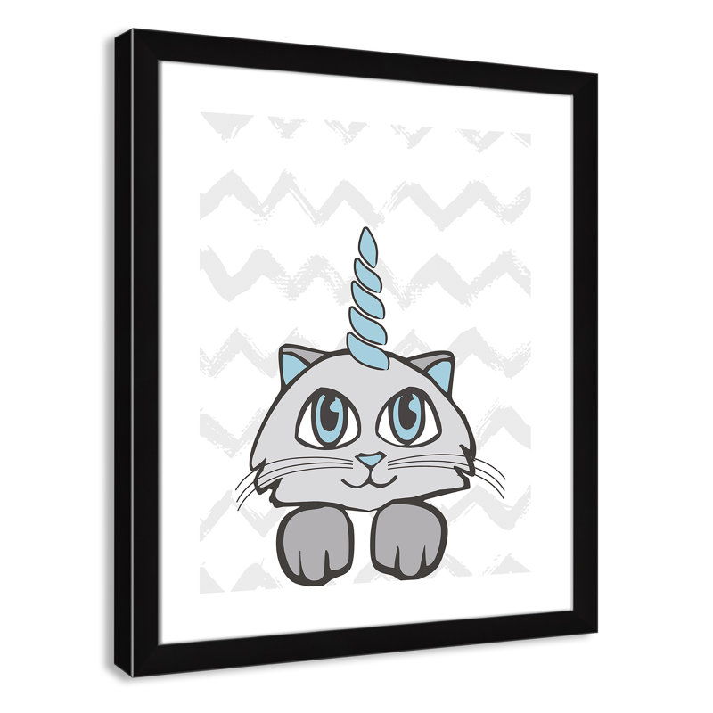 Caticorn II, art encadré, H 24,5 po x l 20,5 po x P 0,63 po, Structure noire