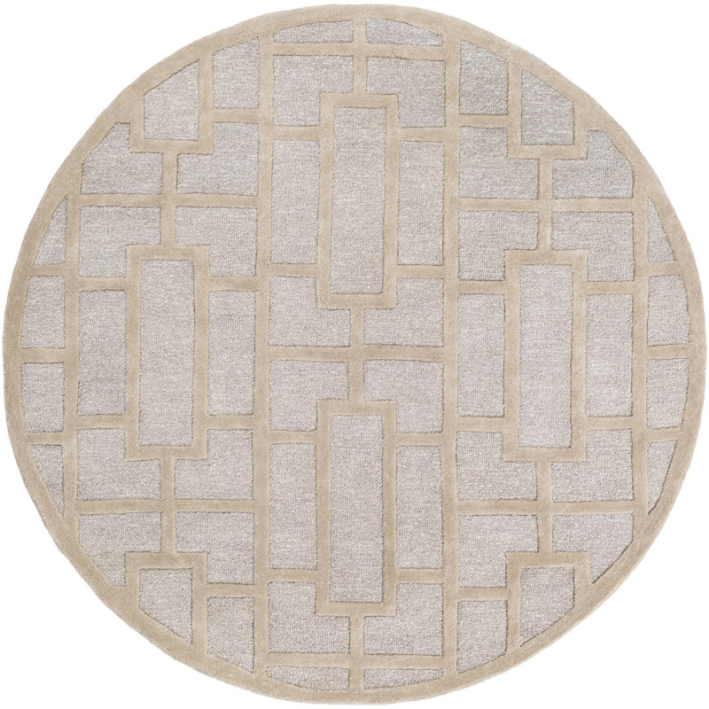 Perpetua Hand Tufted Wool Geometric Indoor Rug, Round 6'