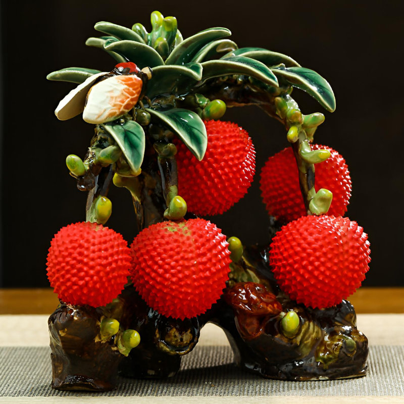 Sculpture artistique en porcelaine litchi - Pièce de décoration de qualité supérieure