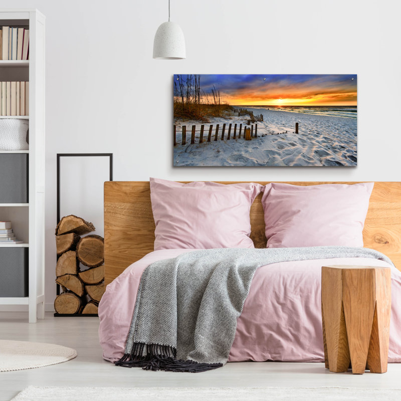 «Burning Sunrise Print Sunset Landscape» par Ezra Tanner, art mural en verre acrylique, H 24 po x l 48 po