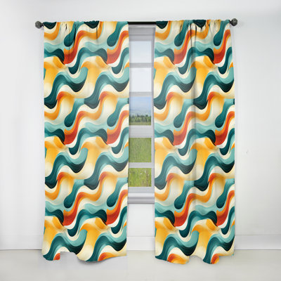Mod Wave Revival I - Rideau en velours Mid-Century - obscurcissant - 1 panneau