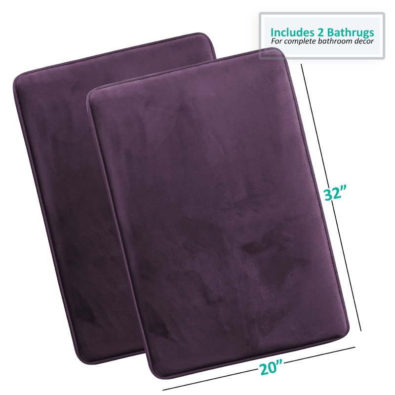 Steph Luxury Memory Foam Bathroom Rug Set, Grand: l 20 po x L 34 po, Mauve