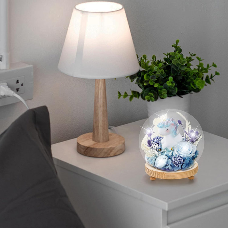 2 Pack Clear Glass Dome Cloche, 6 Inch Decorative Display Bell Jar With Wooden Base, DIY Snow Globes Case Keepsake Showcase For Flower