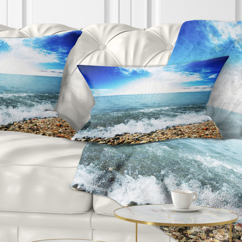 Crystal Clear Blue Sea Waves - Sea & Shore Printed Throw Pillow