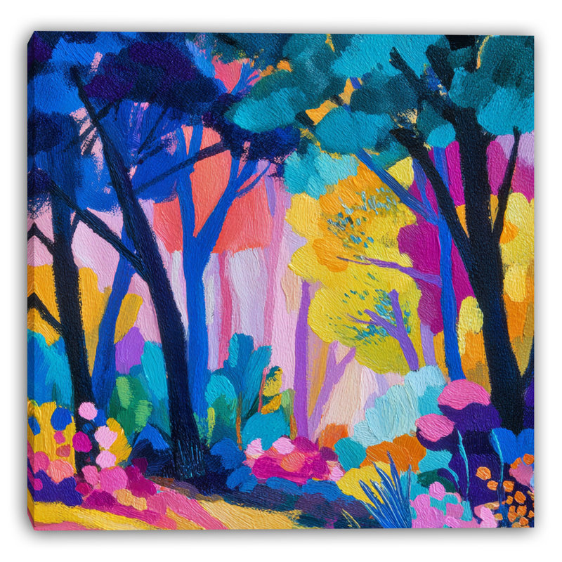 «Vibrant Colorful Forest», art mural sur toile tendue, H 20 po x l 20 po