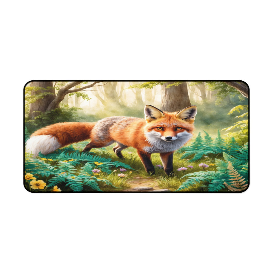 Vibrant Forest Fox Desk Mat