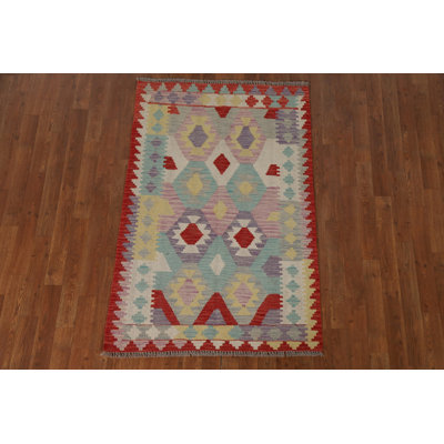 Geometric Kilim Reversible Wool Rug 3x5
