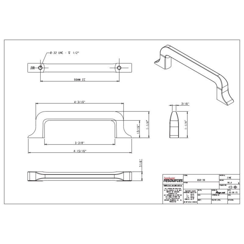 Callie Bar Pull, Polished Nickel, 6 5/16"