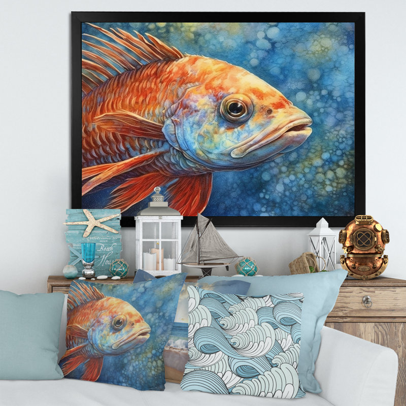 «Underwater Fish Fantasy II», reproduction sur toile, Cadre simple noir, H 30 po x l 40 po x P 1,5 po