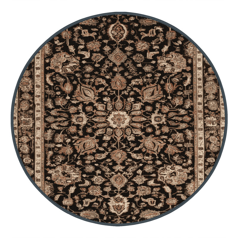 Tapis brun lavable à la machine, Rond 7 pi