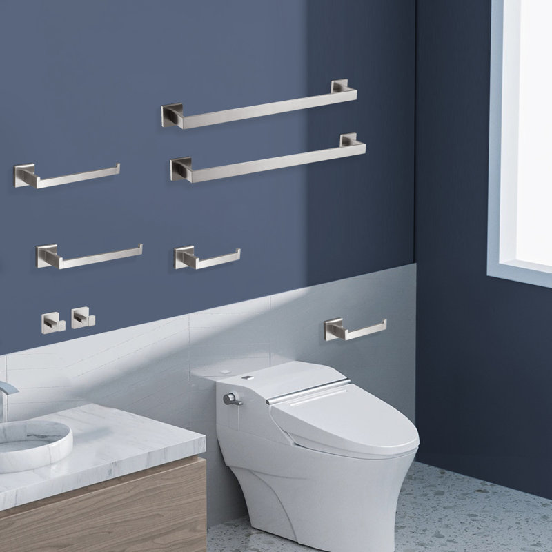 Ensemble de quincaillerie de salle de bain en acier inoxydable 8 pièces avec quincaillerie de fixation, Nickel brossé