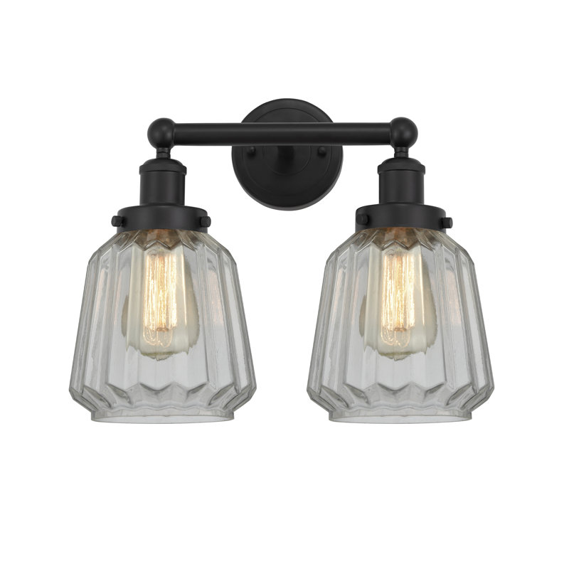 Éclairage pour meuble-lavabo à intensité variable à 2 lumières Aretzy, Noir mat, Transparent