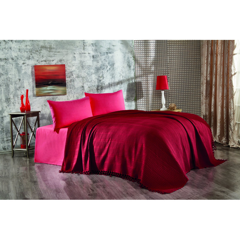 Couvre-lit / couvre-lit 100% coton Damaris, Rouge