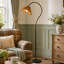 Lampe sur pied arquée 65 po en rotin à intensité variable-301583898