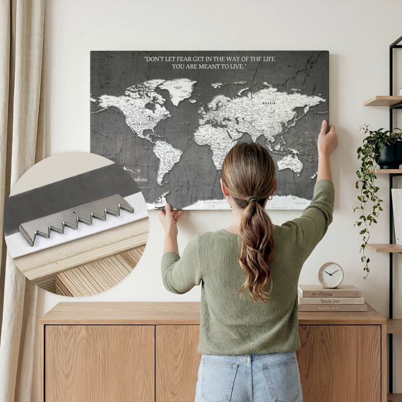 Carte du monde personnalisée «Life I Push Pin», H 16 po x l 24 po, Oui