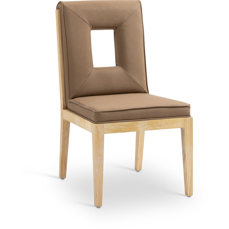Chaise d'appoint Flore, Cuir brun végétalien, Naturel