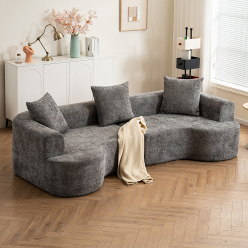 Canapé moderne en velours côtelé avec 3 coussins Modern, Gris
