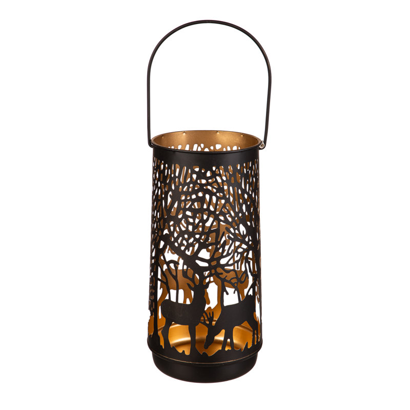 12" Metal Lantern, Woodland Forest
