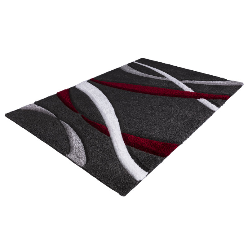 Tapis gris à poils longs Ardenti, Rectangle 5 pi 3 po x 7 pi 7 po