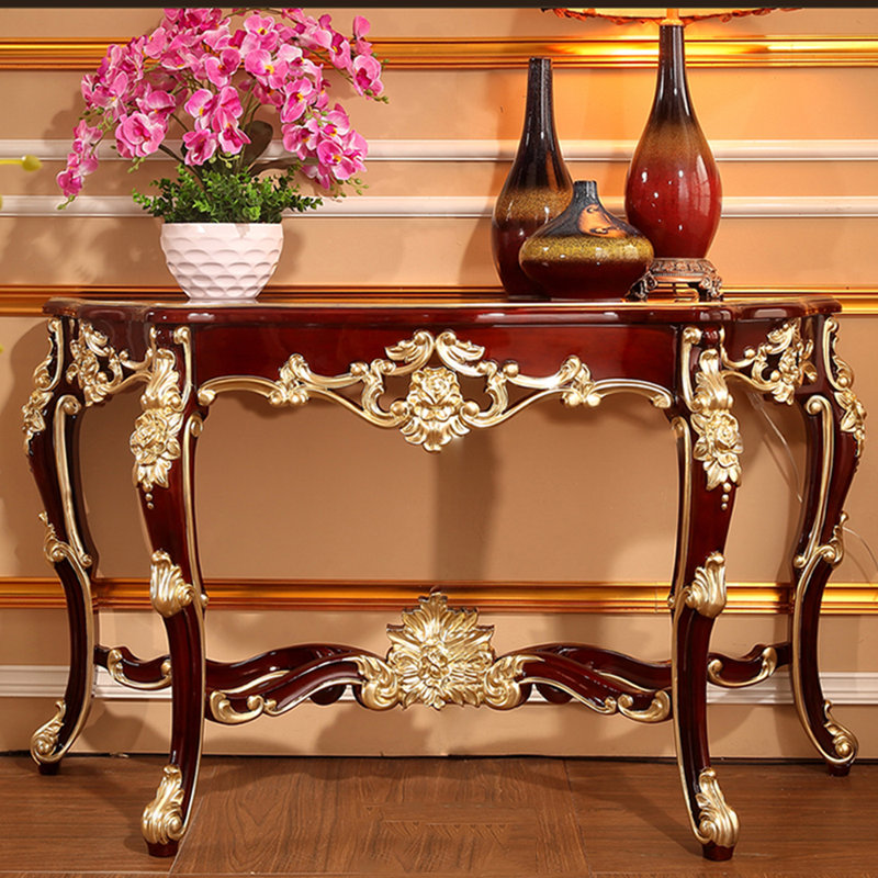 Console de style européen en bois massif sculpté