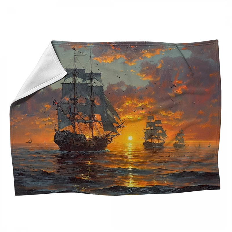Jeté en voile Suns Ships - Jetés nautiques pour canapés ou lits, L 50 po x L 60 po