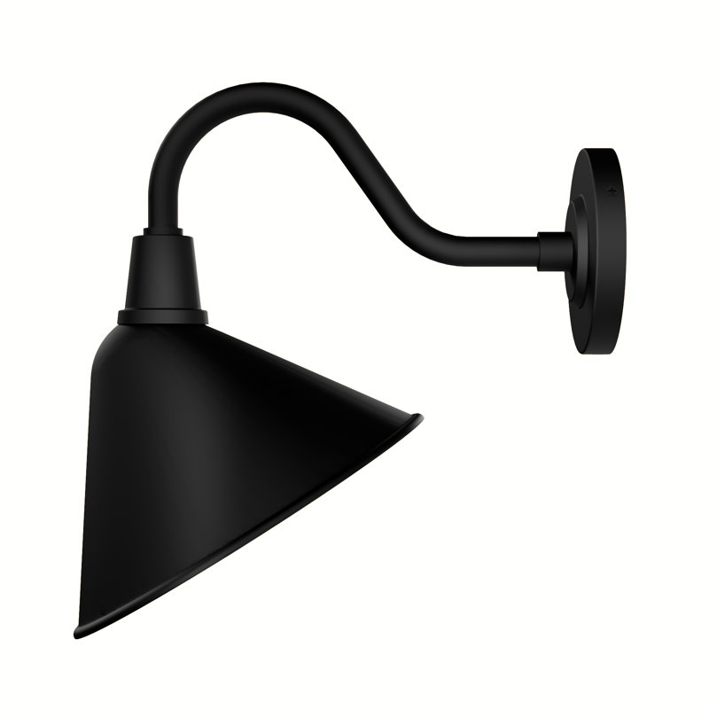 Hunter Cassius Rustic Modern Metal Cone Outdoor Small Wall Light, 13.5" H x 13" W x 10" D