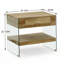 Rein Rein Table de bout rectangulaire en bois naturel et verre avec tiroir de rangement et tablette ouverte