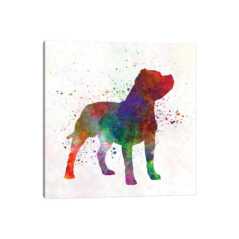Staffordshire Bull Terrier In Watercolour by Paul Rommer - Wrapped Canvas Painting, 93.98 cm H x 93.98 cm W x 3.175 cm D