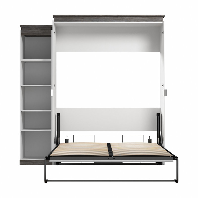 Grand lit escamotable Ailé avec étagère étroite (85 W), Blanc