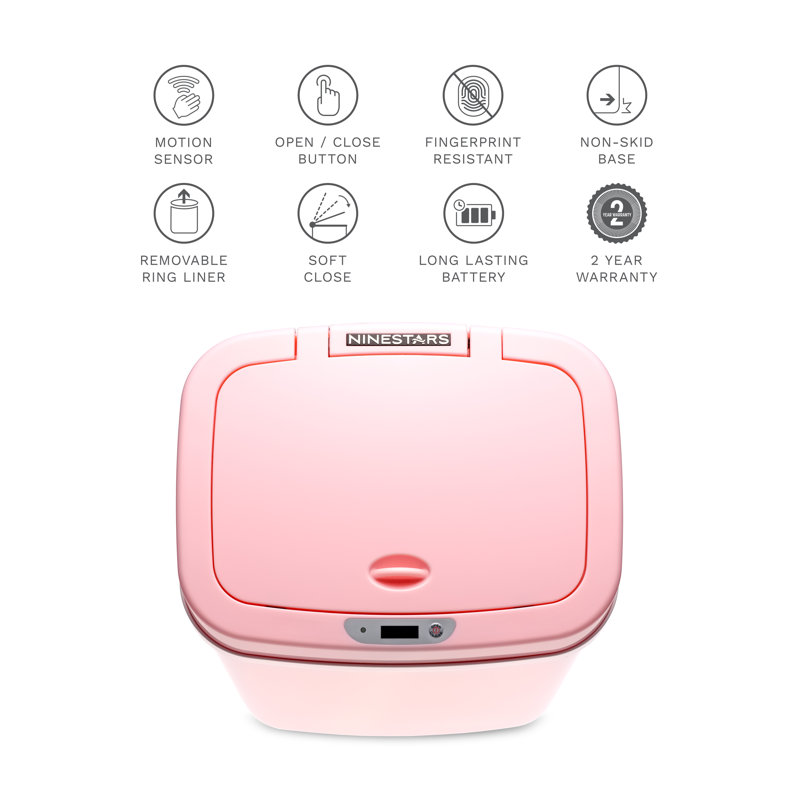 Pink 3.2 Gallon Touchless Plastic Trash Can