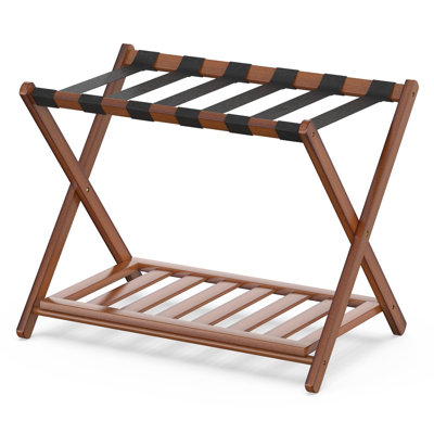 Bamboo Luggage Rack for Guest Room Bedroom Hotel, Foldable Suitcases Stand Modify 