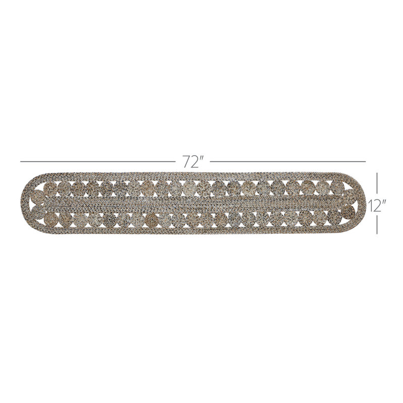 Marfried Celeste Blended Pebble Indoor/Outdoor Runner Oval 12X36, Gray, 72" L x 12" W