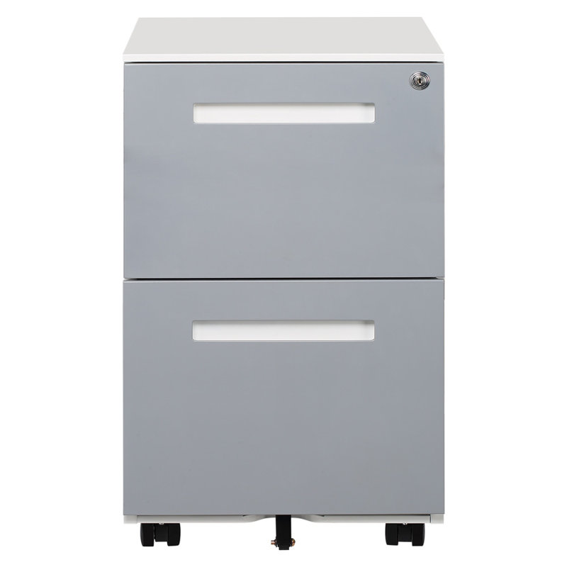 3 Drawer Mobile Locking File Cabinet, Rolling Filing Cabinet For Letter/a4 Size With 5 Wheels,grey 