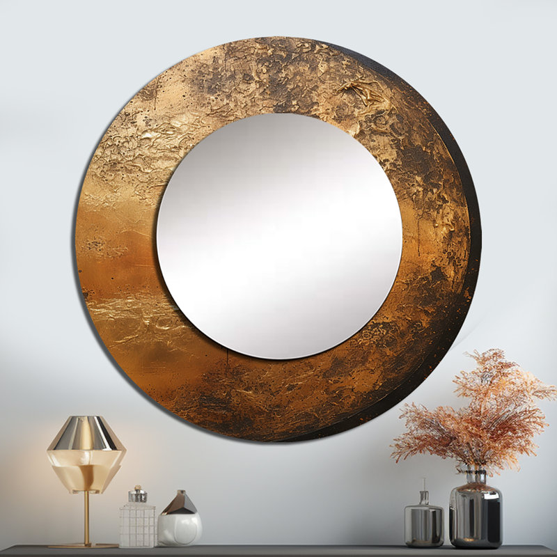 Bronze Moon Beam - grand miroir mural sur métal, 29" x 29", Rond