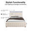 Structure de lit tapissier moderne avec tête de lit à DEL et ports USB Modern Glam Beige-1066131258-1066467515