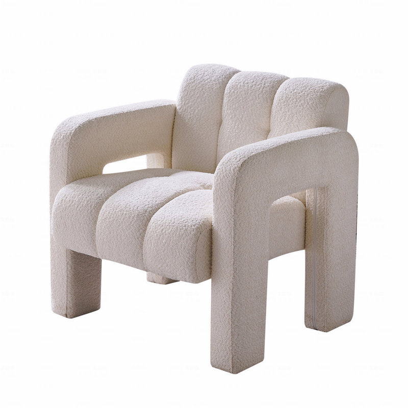 Boucle Upholstered Accent Basic Accent Chair, Beige