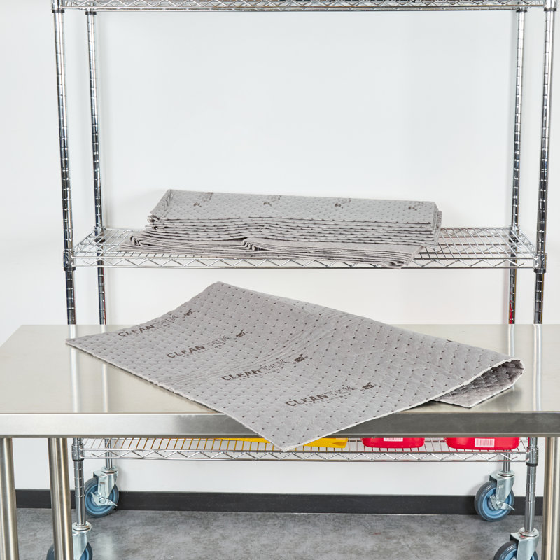 Tampons absorbants pour restaurant 100 tampons non tissés 30 x 30 pouces pour nettoyage de déversements Tampons absorbants lourds Tapis de déversement industriels gris universels