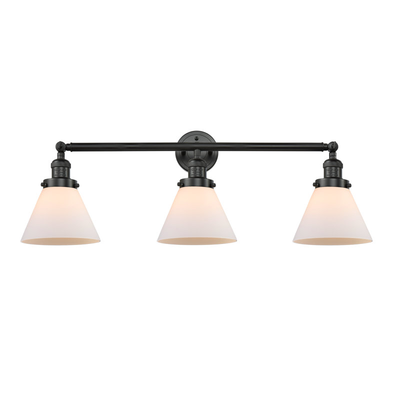 Sartain 3 - Light Dimmable Vanity Light, Matte Black, Matte White, 6 Watt Vinage LED Bulb