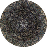 Hand-Knotted High-Quality Black Round Area Rug