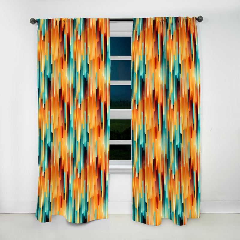 Popart Abstract Popsicle Parade - Stripped Curtain - Room Darkening Striped Curtain - 1 Panels, 52" W x 108" L