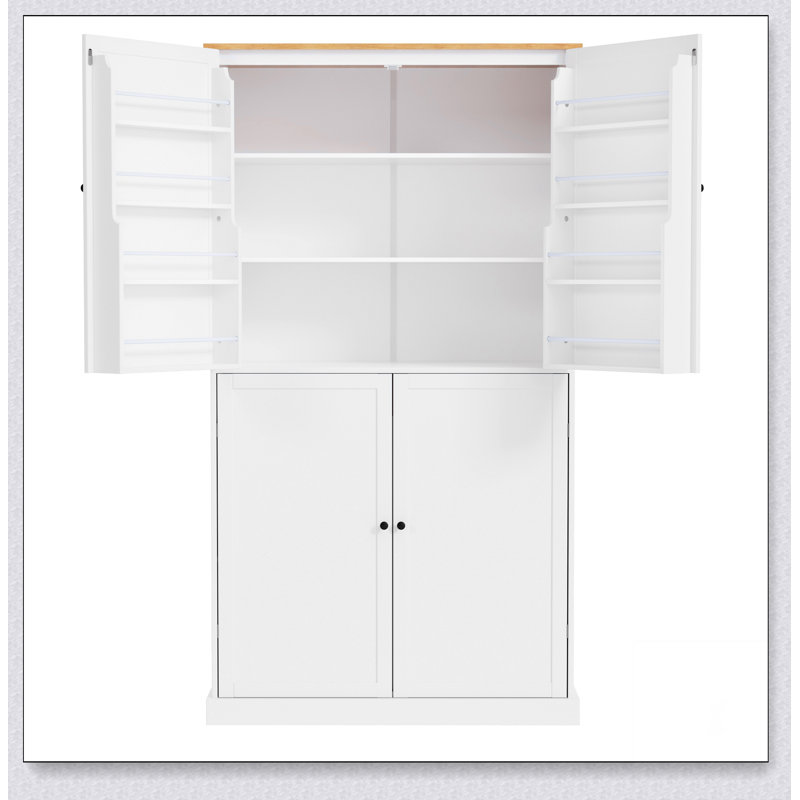 40.2x20x71.3inch High Freestanding Kitchen Pantry Large Cupboard Storage Cabinet with 2 Drawers, White