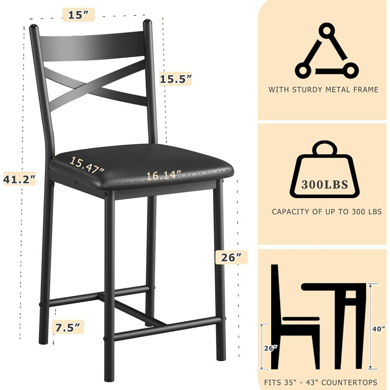 Ensemble de 2 tabourets de bar - tabourets de bar, tabourets de cuisine, chaises de bar, tabourets de bar en métal, tabourets de bar modernes
