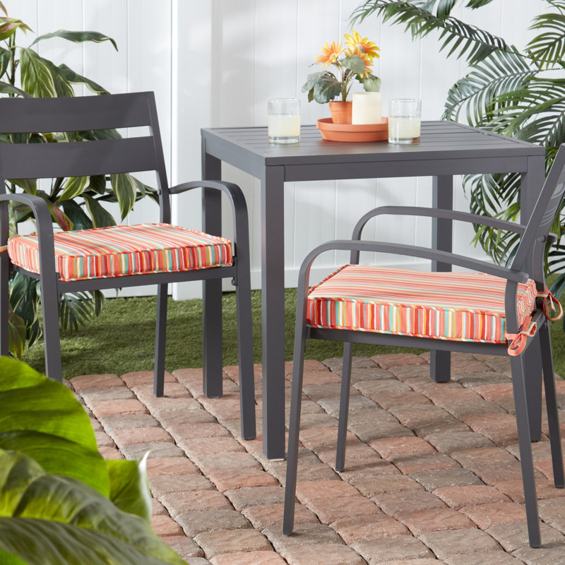 Sunbrella Outdoor Dining Chair Seat Pad, Watermelon Stripe