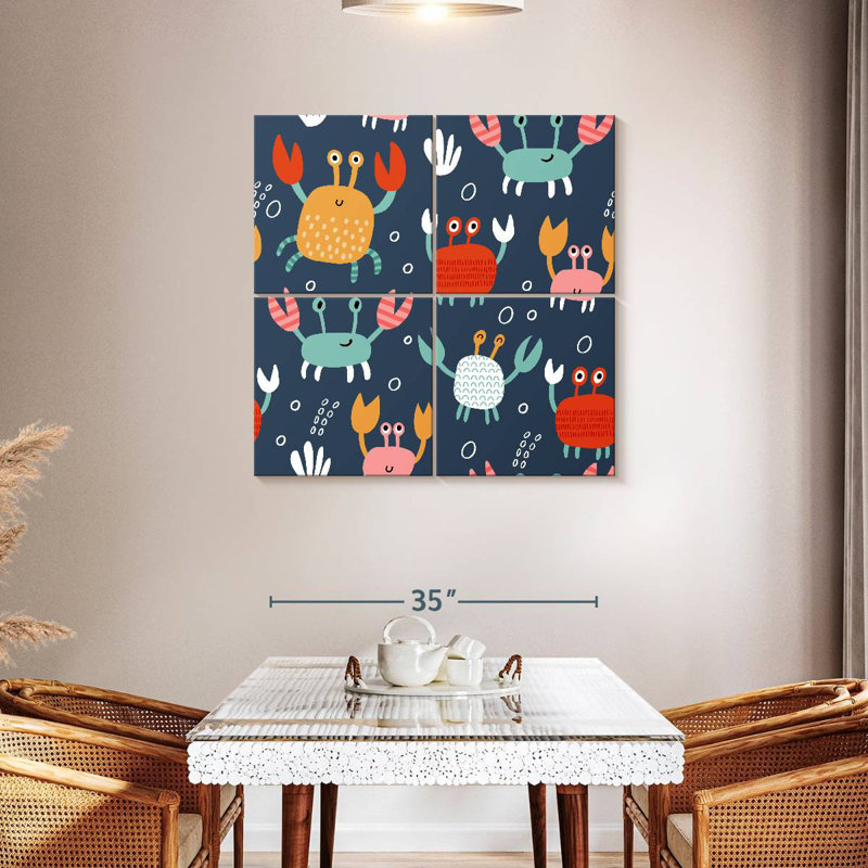Ashelle Pattern Of Cute Crabs, 38" H x 38" W