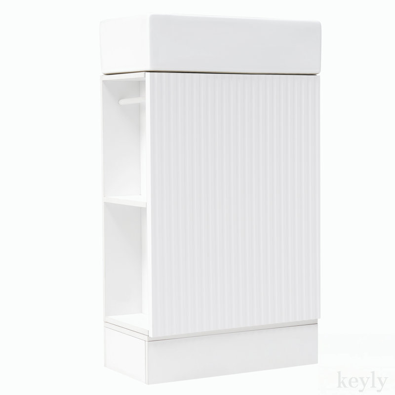 18.6-Inch Bathroom Vanity Sink Combo with Two-tier Shelf, Left or Right Orientation, White