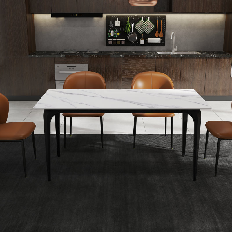 Table de salle à manger Yianna, Noir, Blanc, H 29,53 po x L 63 po x l 31,5 po